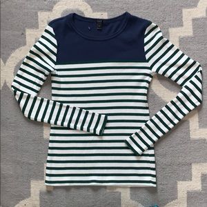 J. Crew Striped Crew Neck Ribbed Shirt